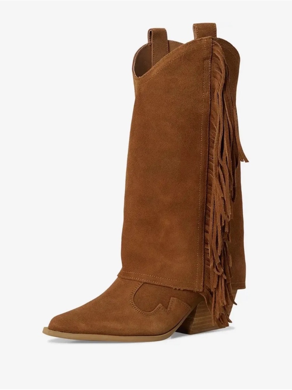 MIA Brown Suede Fringe Knee-High Western Boot